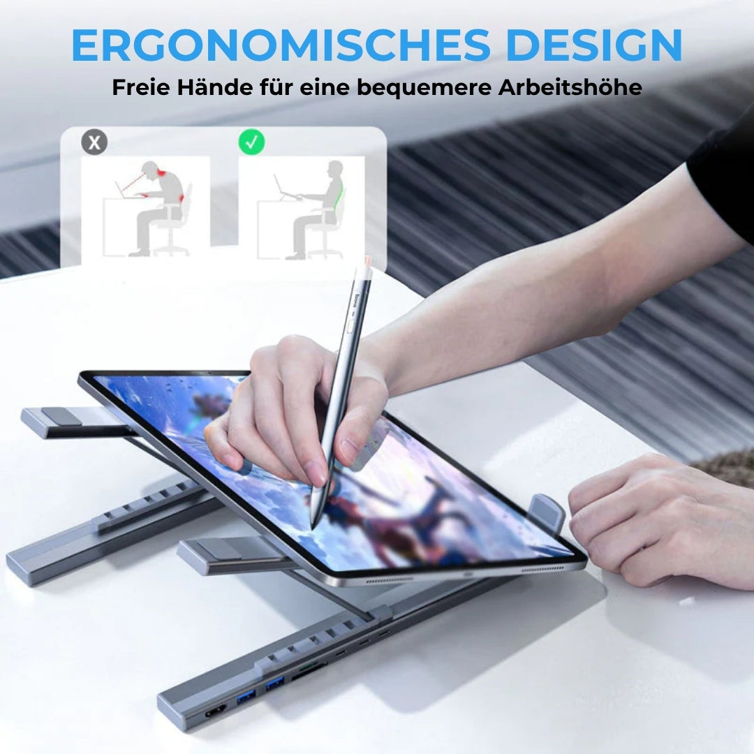 8-in-1-Laptop-Dockingstation – verstellbarer Ständer, 4K-HDMI und schnelle Datenübertragung