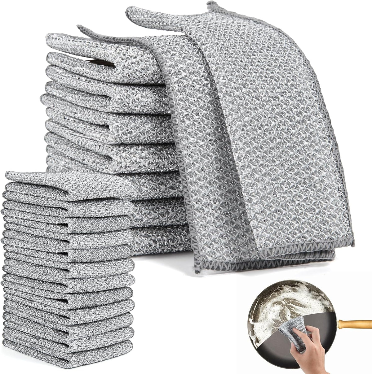 Wiederverwendbare Silver Mesh-Scheuertücher (10 Stück) – Hart gegen Flecken, sanft zu Oberflächen