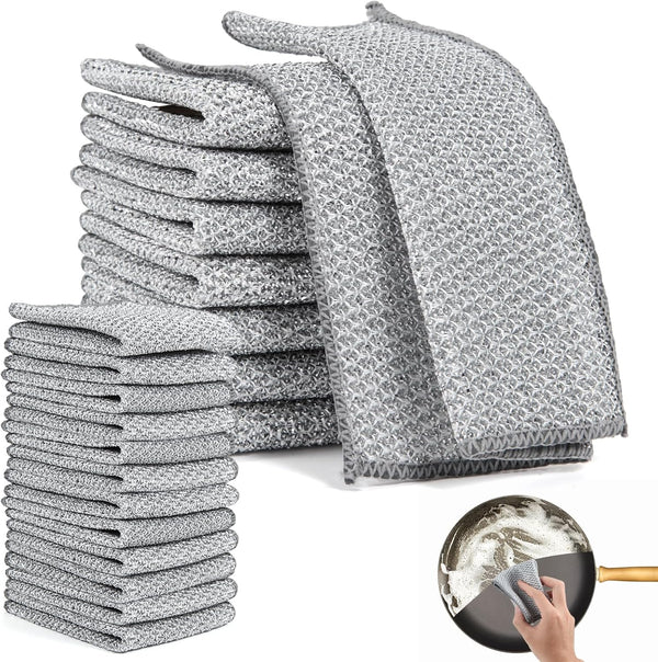 Wiederverwendbare Silver Mesh-Scheuertücher (10 Stück) – Hart gegen Flecken, sanft zu Oberflächen