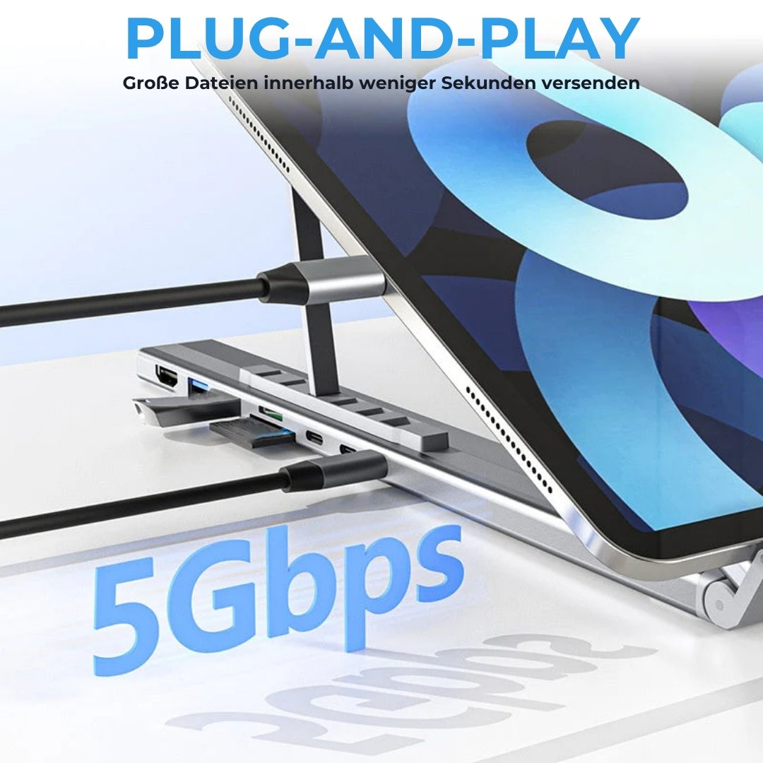 8-in-1-Laptop-Dockingstation – verstellbarer Ständer, 4K-HDMI und schnelle Datenübertragung