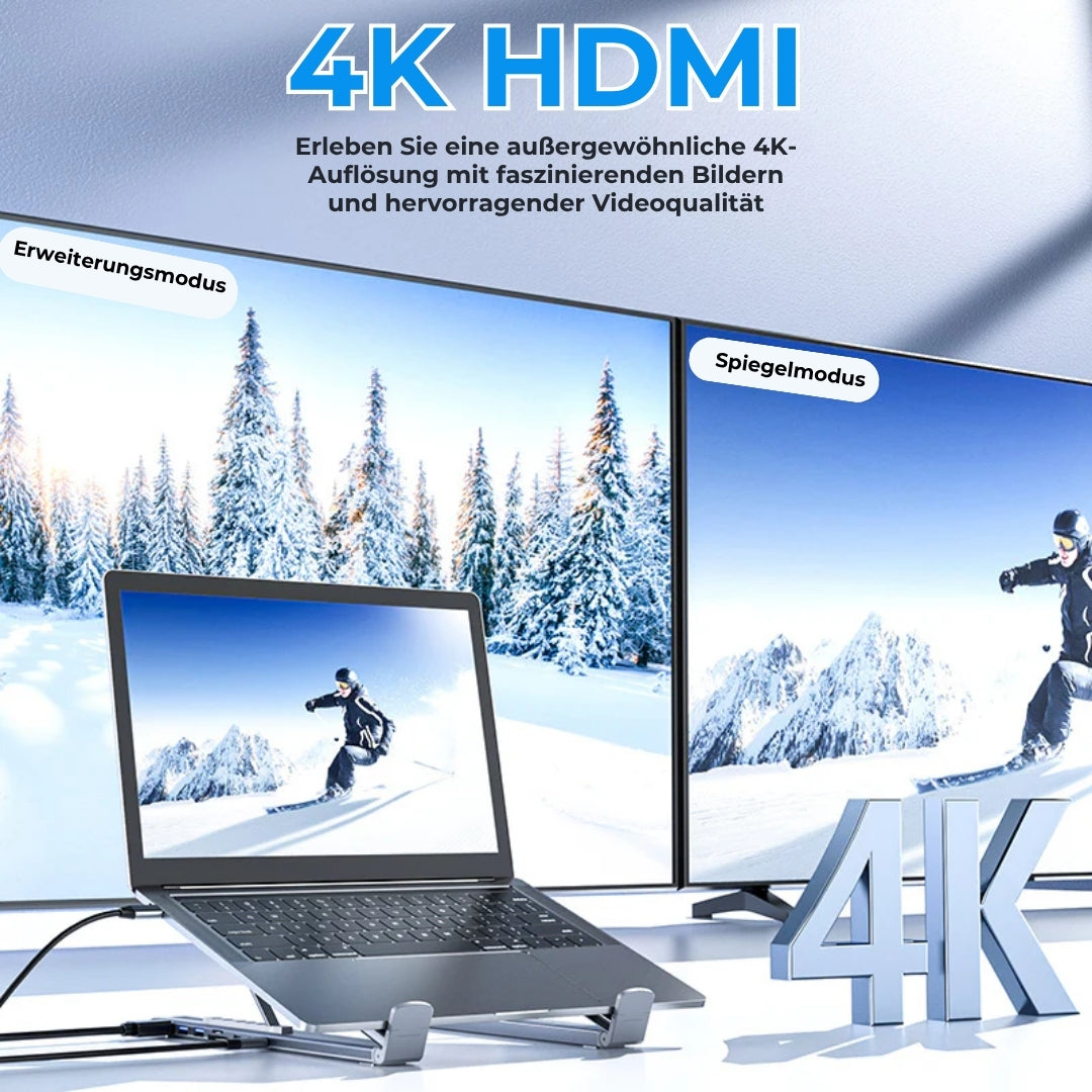 8-in-1-Laptop-Dockingstation – verstellbarer Ständer, 4K-HDMI und schnelle Datenübertragung