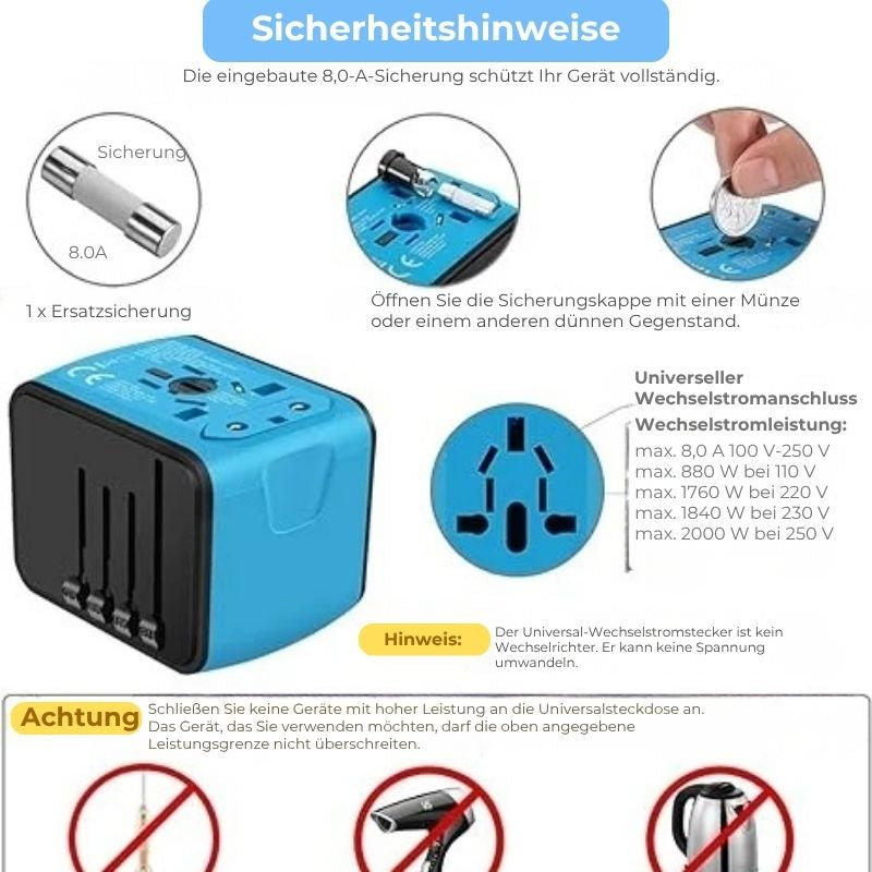 All-in-One-Reiseladegerät und Wechselrichter – +150 Länder