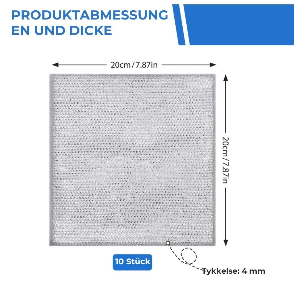 Wiederverwendbare Silver Mesh-Scheuertücher (10 Stück) – Hart gegen Flecken, sanft zu Oberflächen