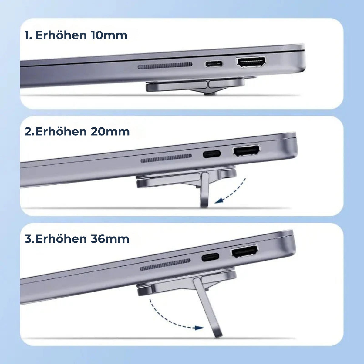 Unsichtbarer Laptopständer aus Aluminium (2 Stück)