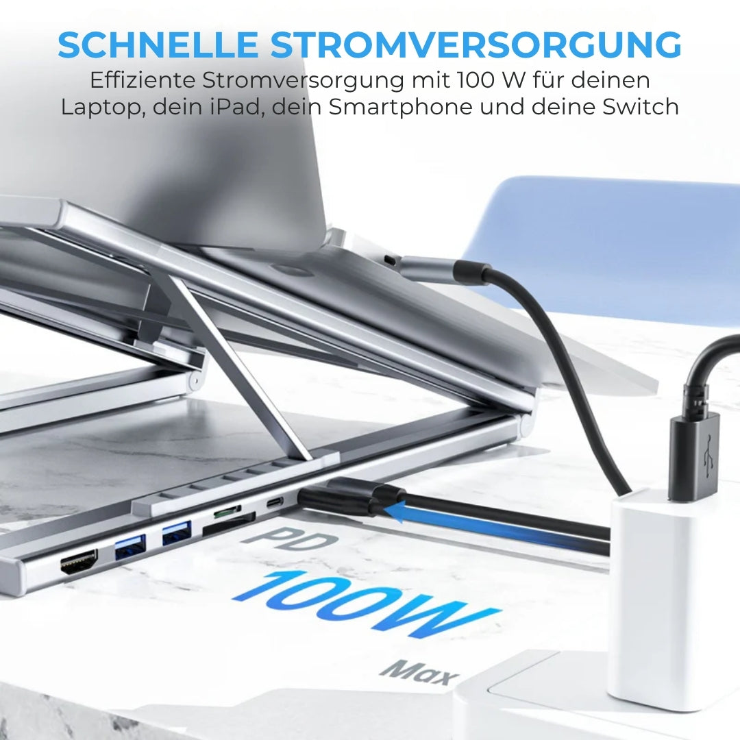 8-in-1-Laptop-Dockingstation – verstellbarer Ständer, 4K-HDMI und schnelle Datenübertragung