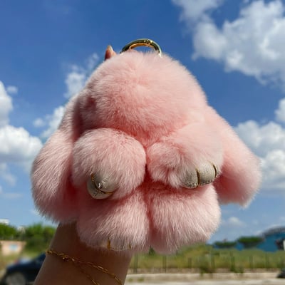 Handgefertigte, weiche Bunny-PomPom-Anhänger