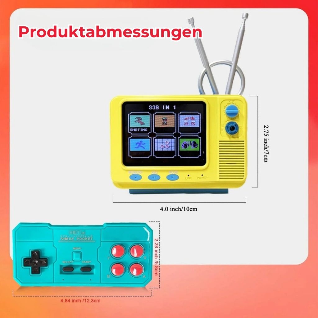 Retro-Mini-TV-Spielkonsole mit kabellosem Controller