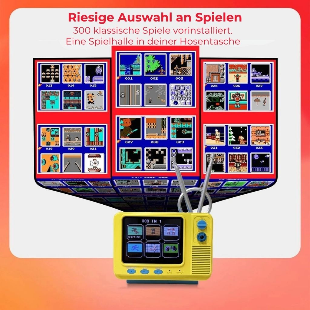 Retro-Mini-TV-Spielkonsole mit kabellosem Controller