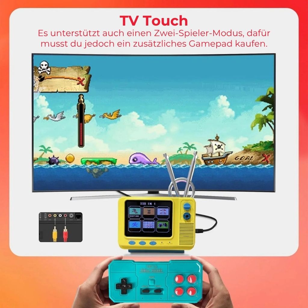 Retro-Mini-TV-Spielkonsole mit kabellosem Controller