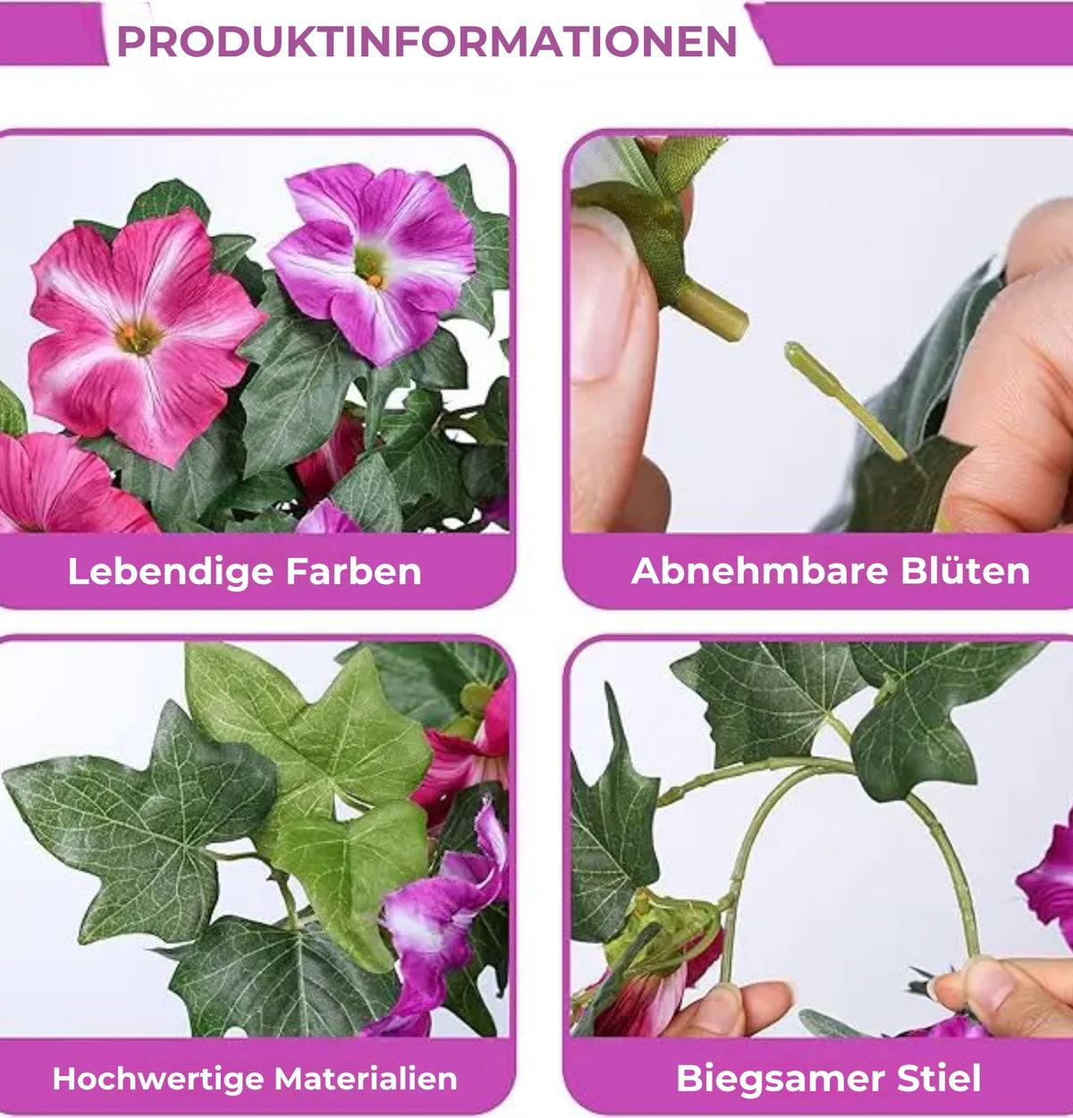 Künstliche Petunien (Blumenstrauß) – Für drinnen und draußen