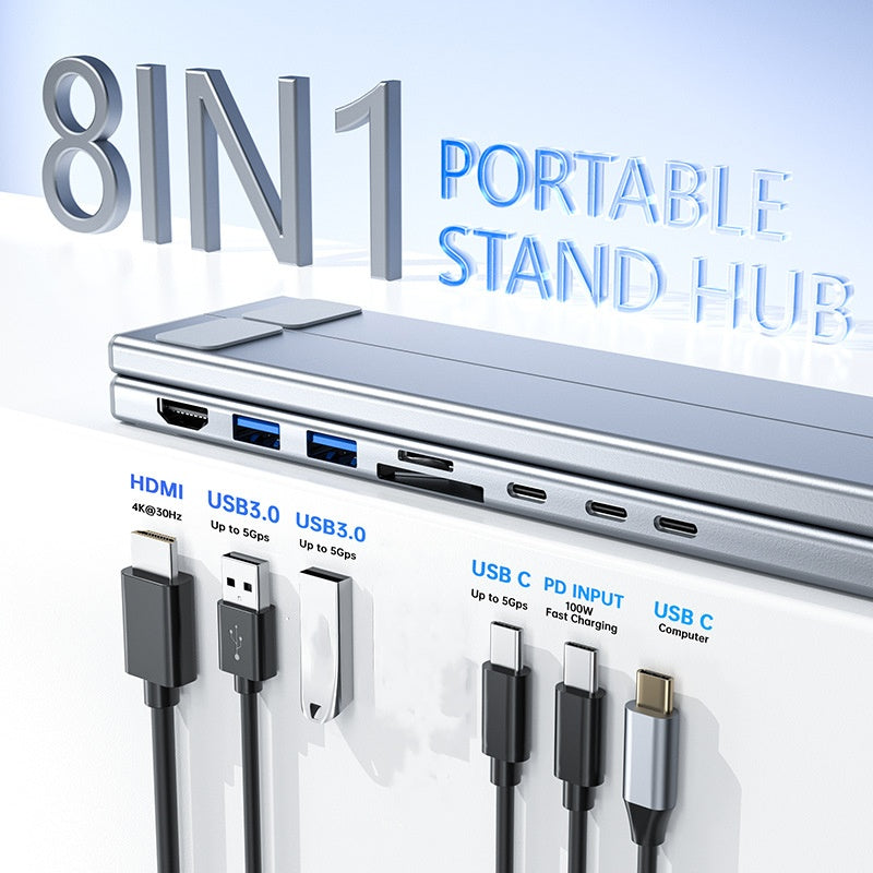 8-in-1-Laptop-Dockingstation – verstellbarer Ständer, 4K-HDMI und schnelle Datenübertragung